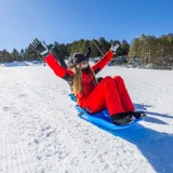 Sledding in the snow